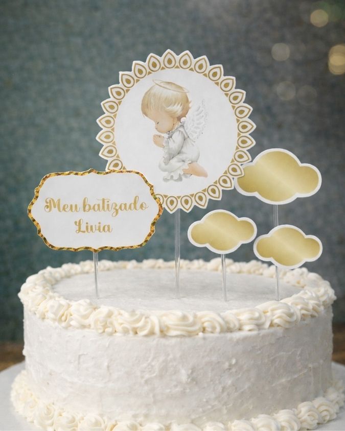 Topo de bolo Batizado Simples